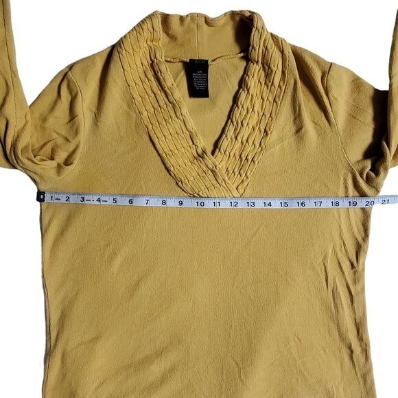 Rafaella Studio yellow long sleeve v-neck top sz L - Picture 9 of 14
